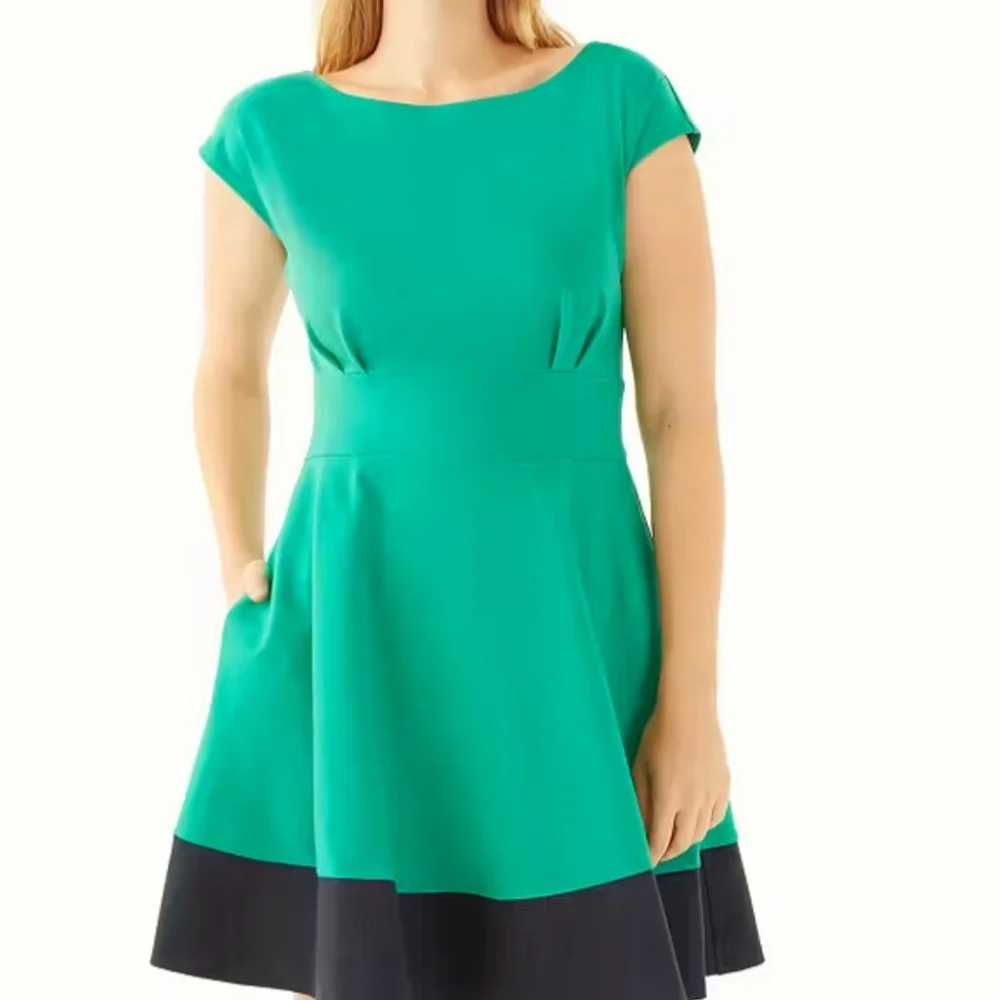 Kate Spade Womens Turquoise and Navy Dress Sz M W/Pockets - Picture 3 of 11